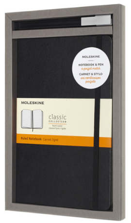 Moleskine - sada černý zápisník L a kuličkové pero 0,7 mm - neuveden