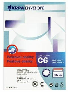 Obálka kancelářská C6/25ks samolepicí - 
